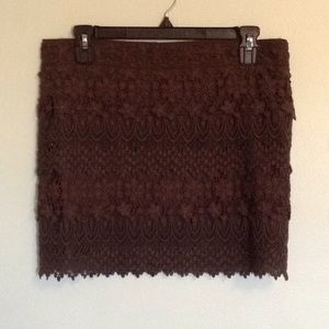 American Eagle Outfitters Gray Crochet Mini Skirt